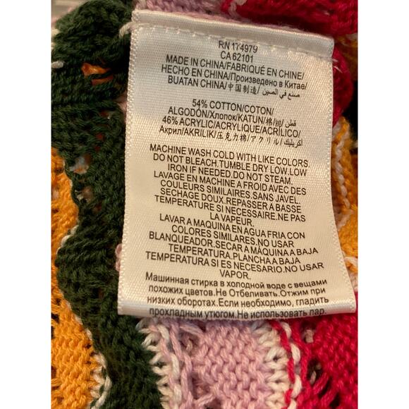 BCBGeneration One Shoulder Zigzag Crochet Crop Top Sz Medium in Multi Stripe NWT - Picture 4 of 4